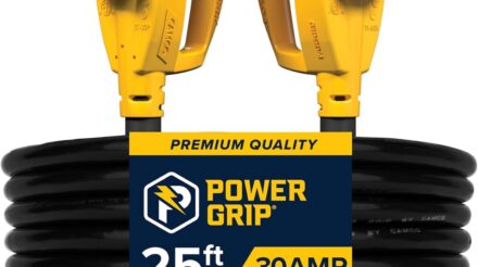 Camco Power Grip 25-Ft 30 Amp Camper RV Extension Cord - Male to Female